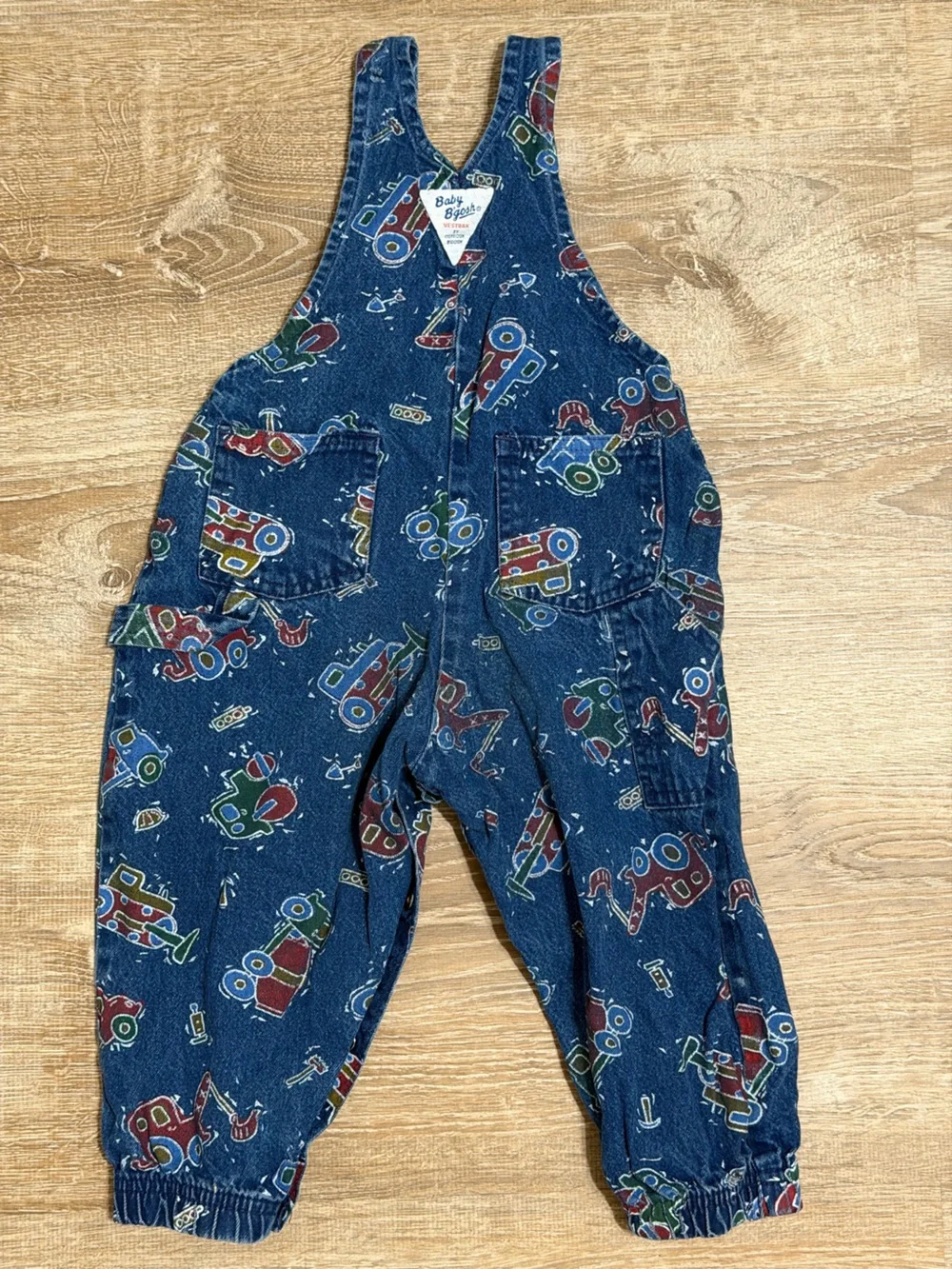 Vintage 80’s/90’s OshKosh B’gosh Construction Print Vestbak Overalls 24M
